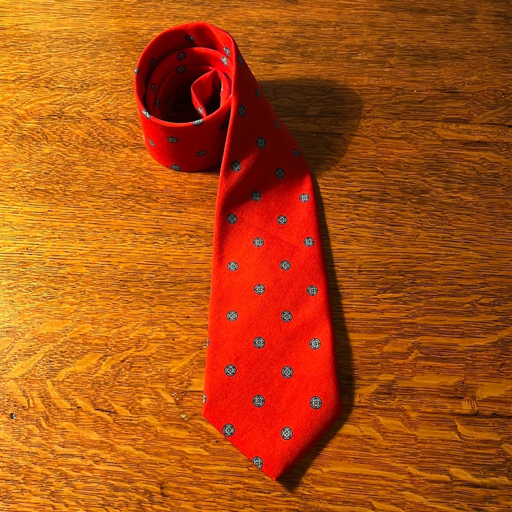 Parrish hand made water silk red tie